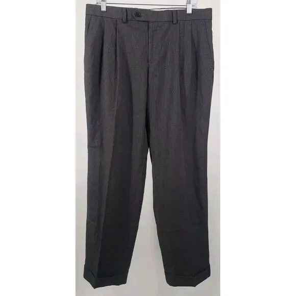 Ralph Lauren Gentlemen Comfort Flex Pant Pleated Grey Dress Pants 34W 29L - Picture 4 of 8